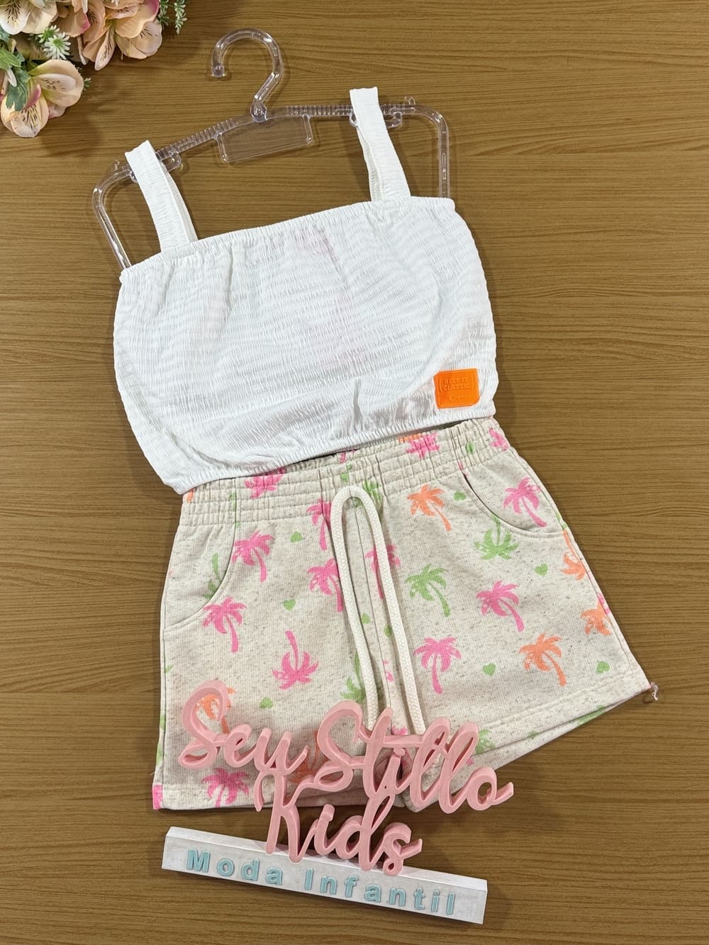 Conjunto Infantil Cinti Verão Shorts Coqueiro e Blusa