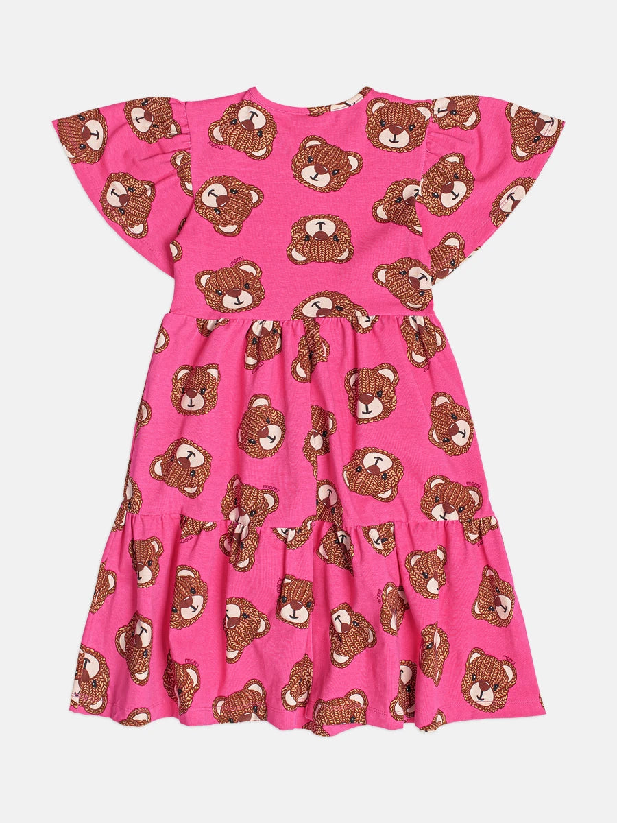 Vestido Infantil Momi Inverno Rosa Escuro Ursinhos Tricote