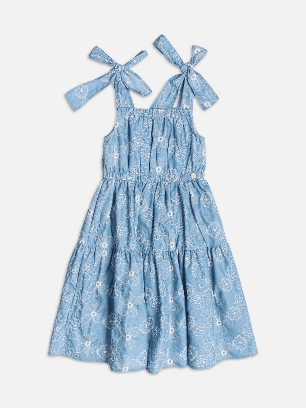 Vestido Infantil Momi Verão Azul Bordado