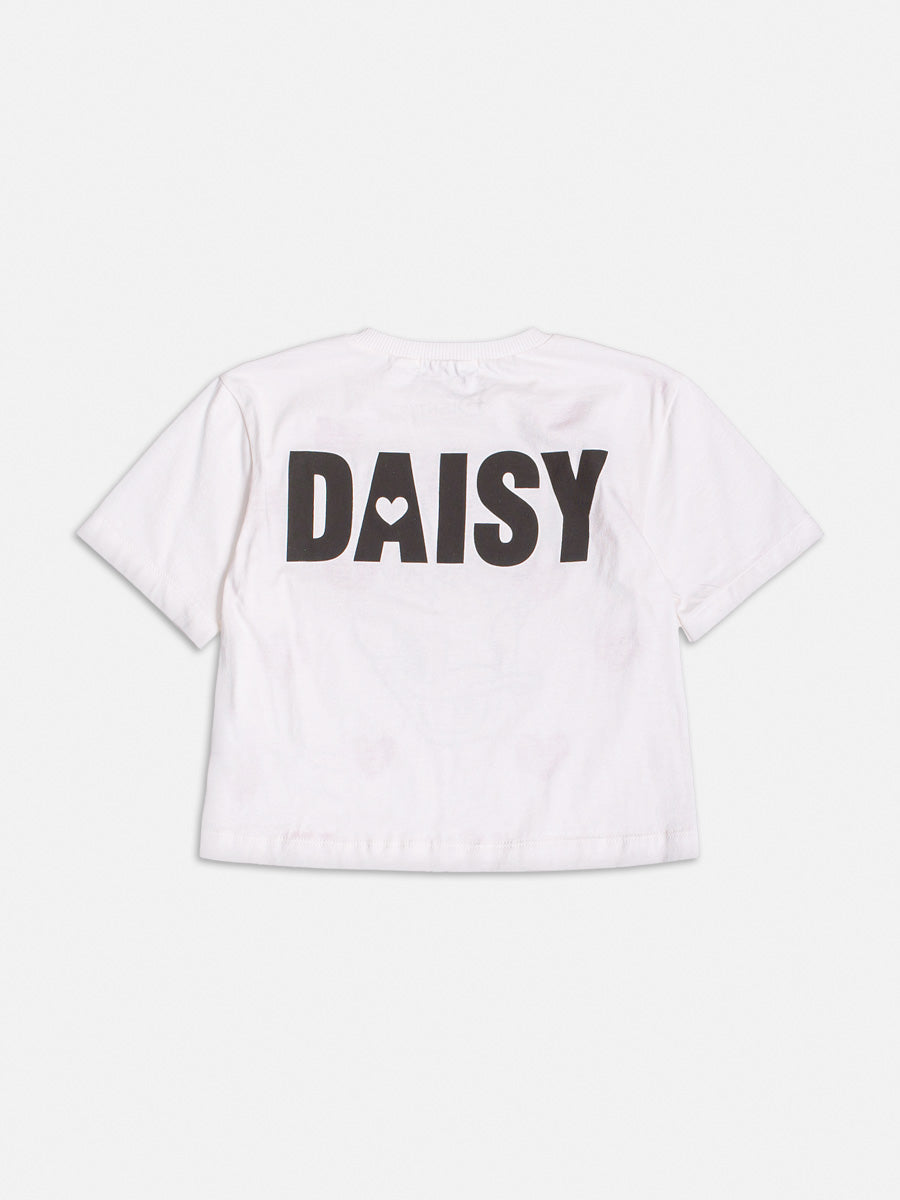 Blusa Infantil Momi Verão Branca Daisy Corações Disney