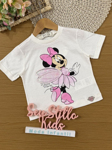 Blusa Infantil Animê Verão Braca Minnie Fadinha Disney