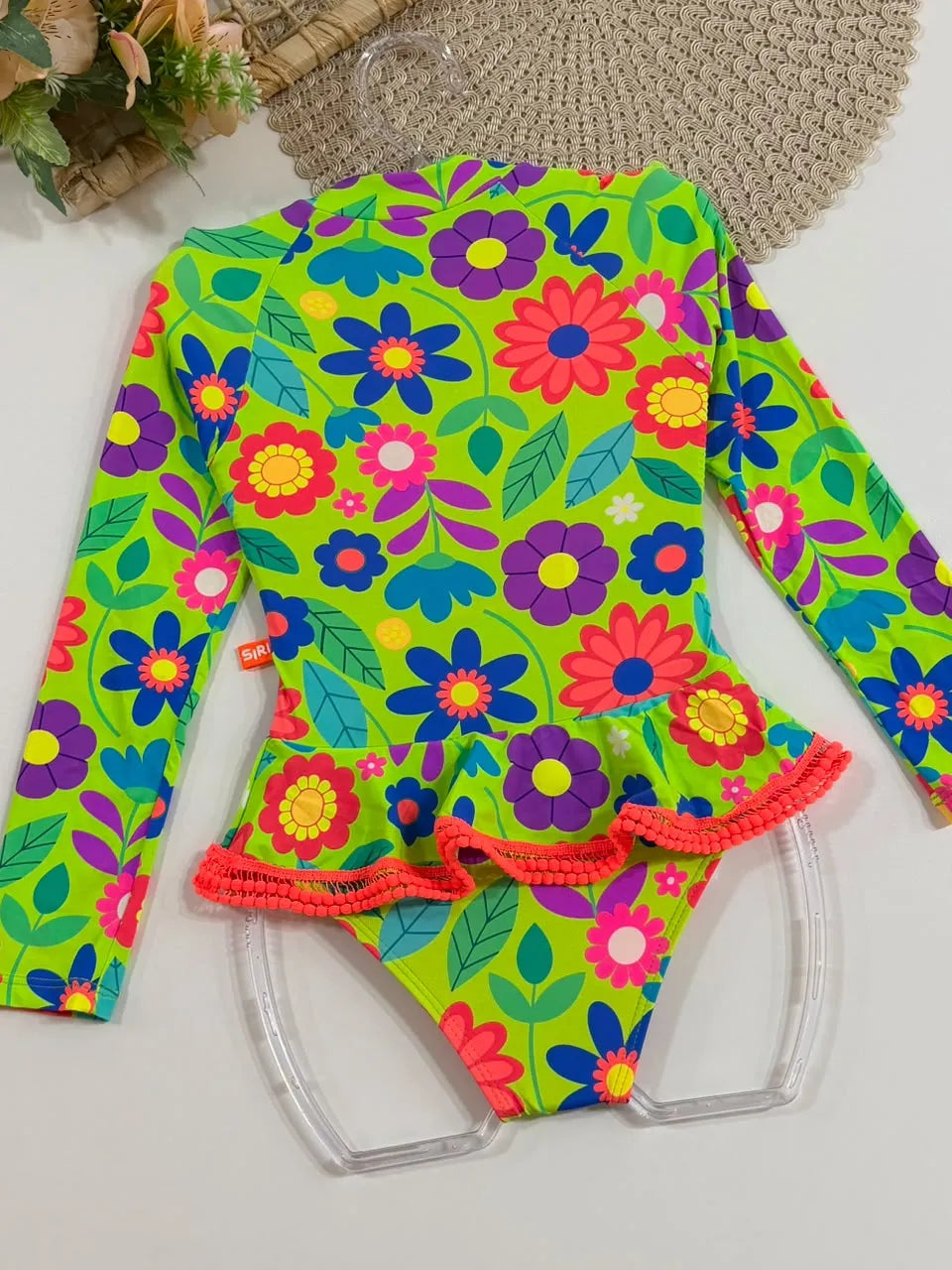 Maiô Infantil Siri Kids Manga Longa Lais Jardim Verde 43298