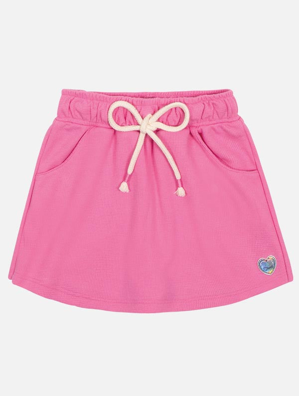 Conjunto Infantil Cinti Verão Shorts e Blusa Branca com Florzinha Rosa