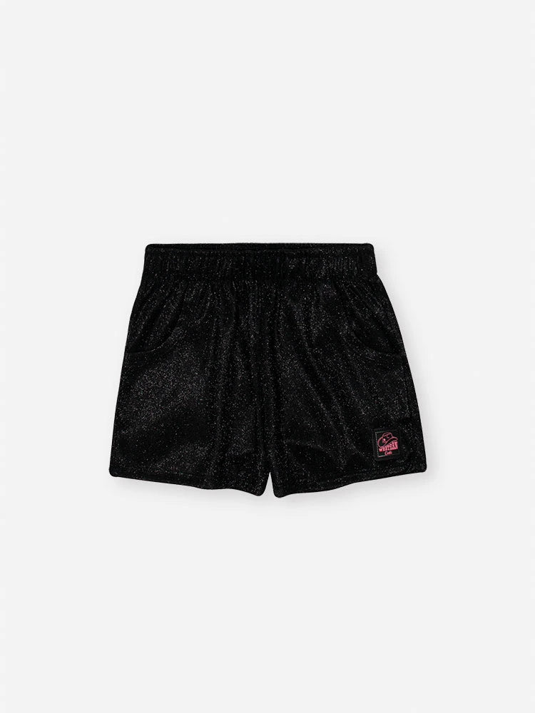 Conjunto Infantil Cinti Verão, Shorts Preto com Brilho e Blusa Estrelinha