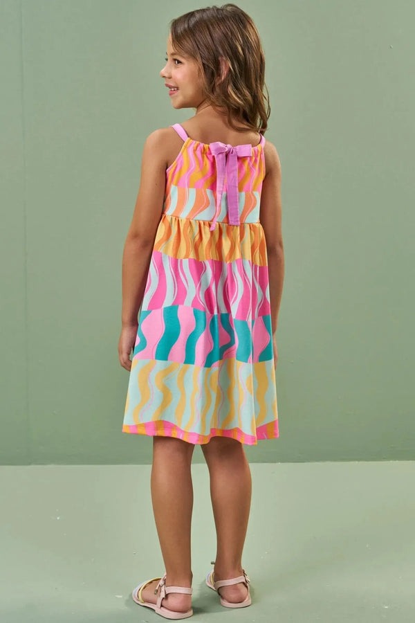 Vestido Infantil Kukiê Verão Ondas Coloridas