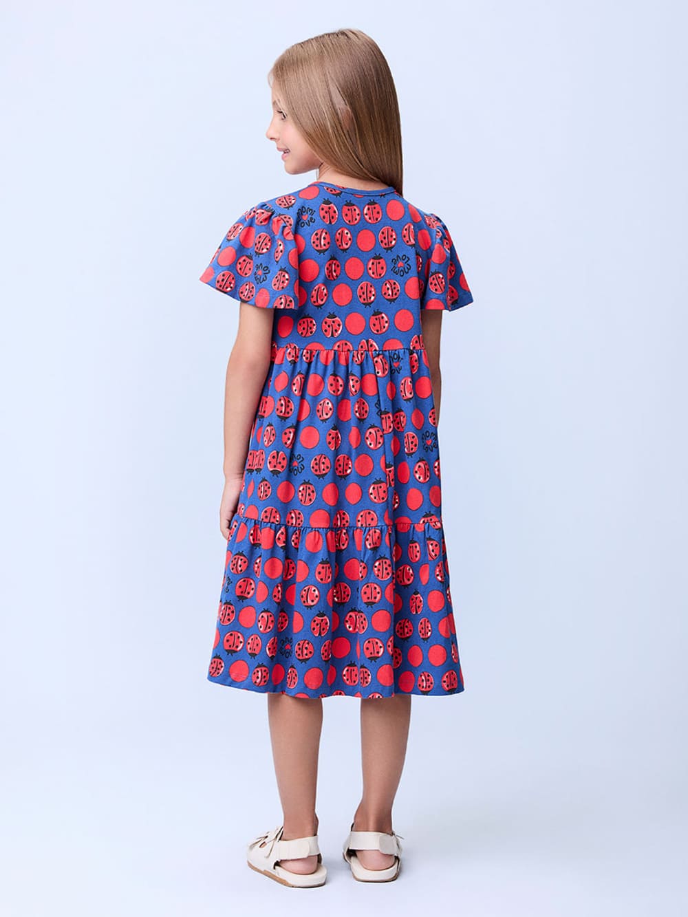 Vestido Infantil Momi Verão Azul Joaninhas