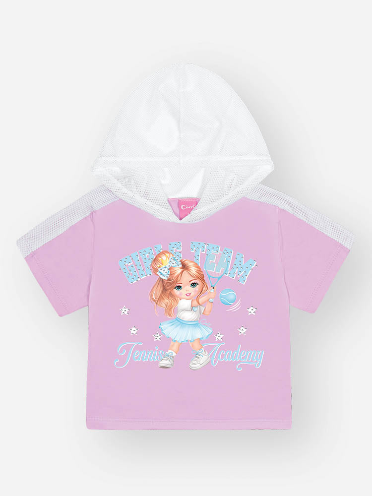 Conjunto Infantil Cinti Verão com Shorts e Blusa Lilás Menininha Tênista