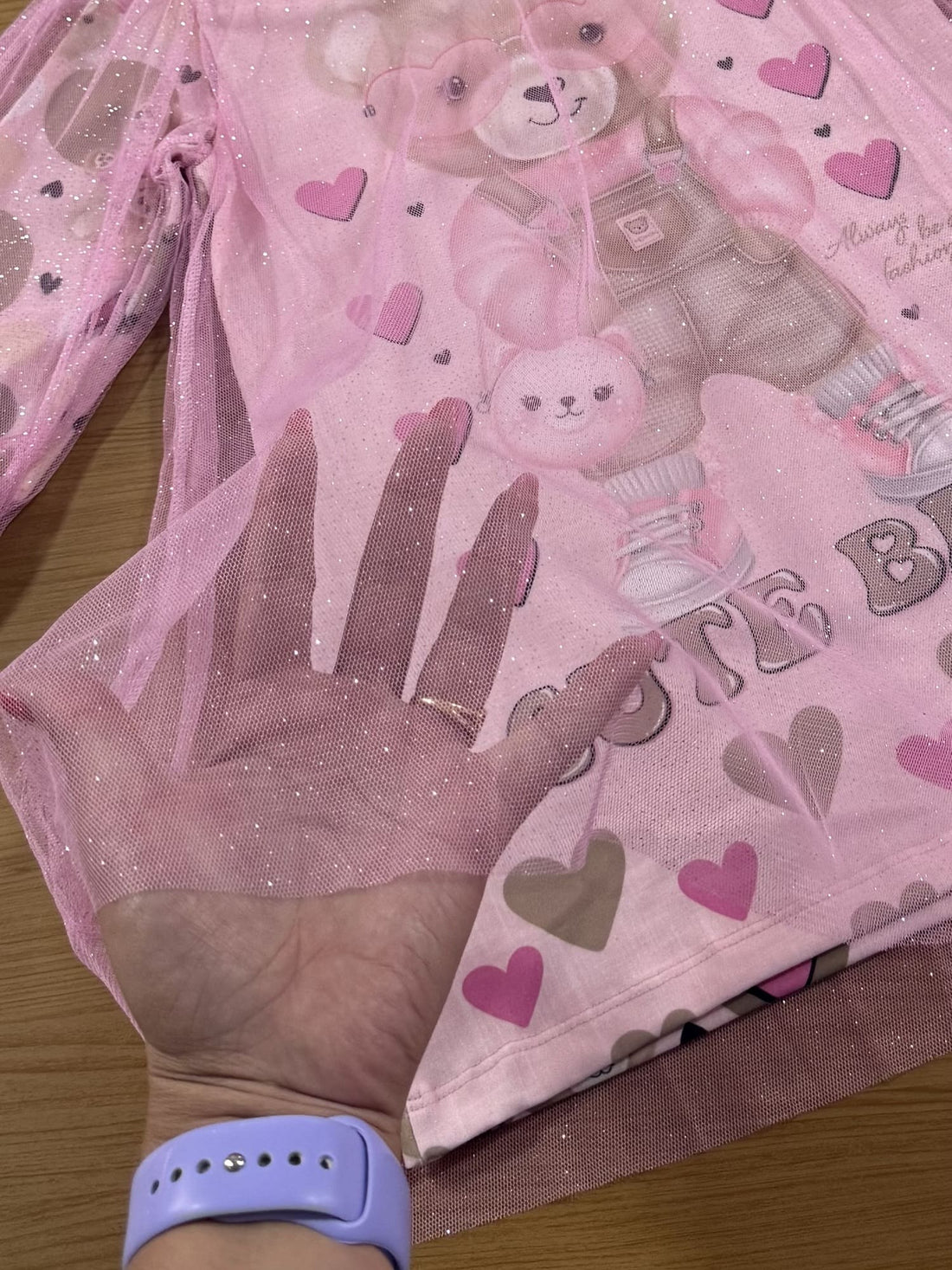 Vestido Infantil Cinti Inverno Rosa com Sobreposição em Tule Glitter
