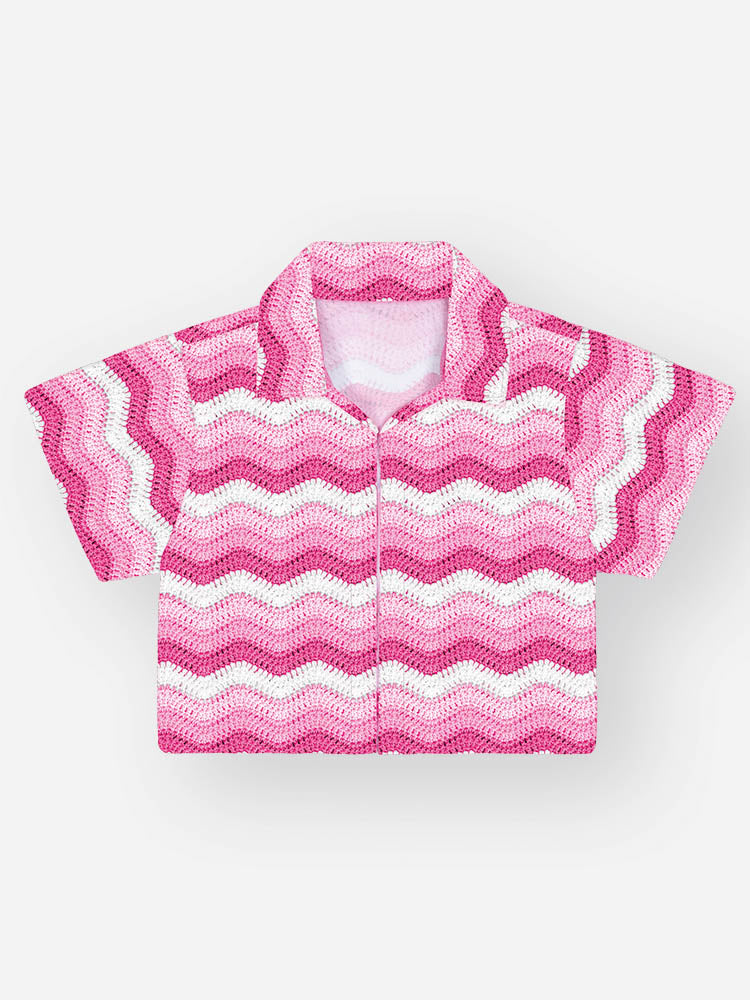 Conjunto Infantil Cinti Verão, Shorts Saia e Sobreposição Tricô 3D e Cropped Branca