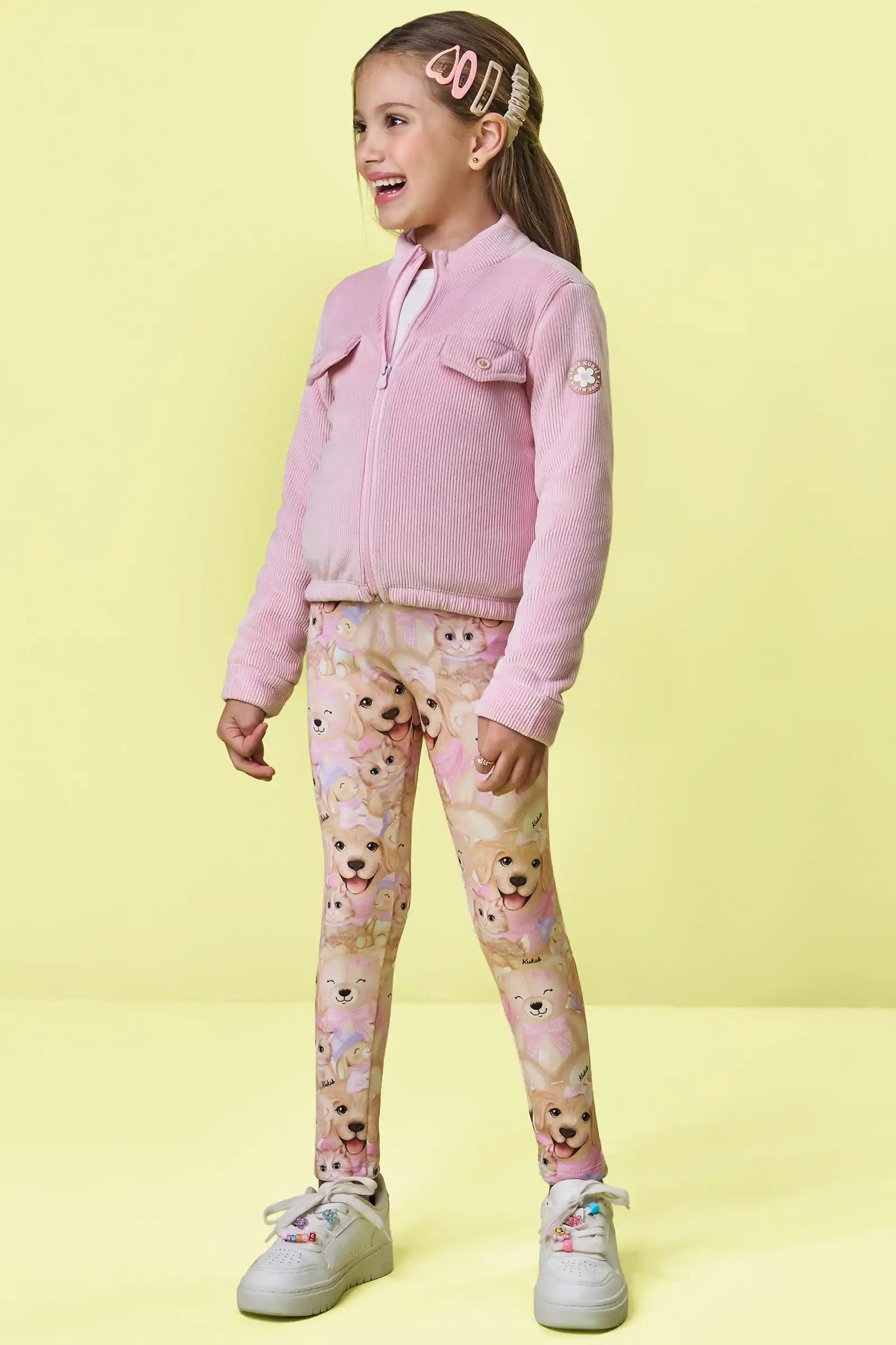 Calça Legging Infantil Kukiê Inverno Rosa Ursinha e Amigos