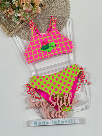 Biquíni Infantil Siri Kids Rosa Rose Turtle 43134