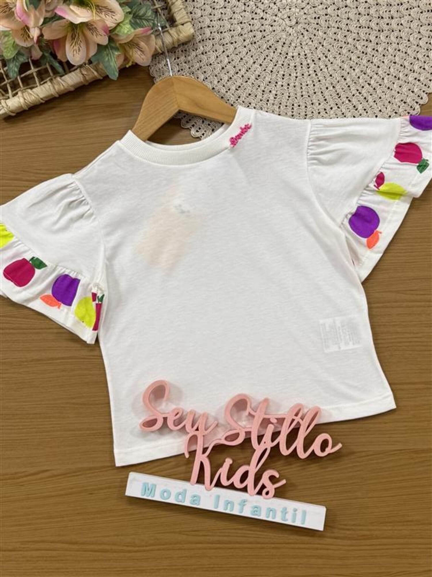 Blusa Infantil Bimbi Verão Branca Maçãzinha