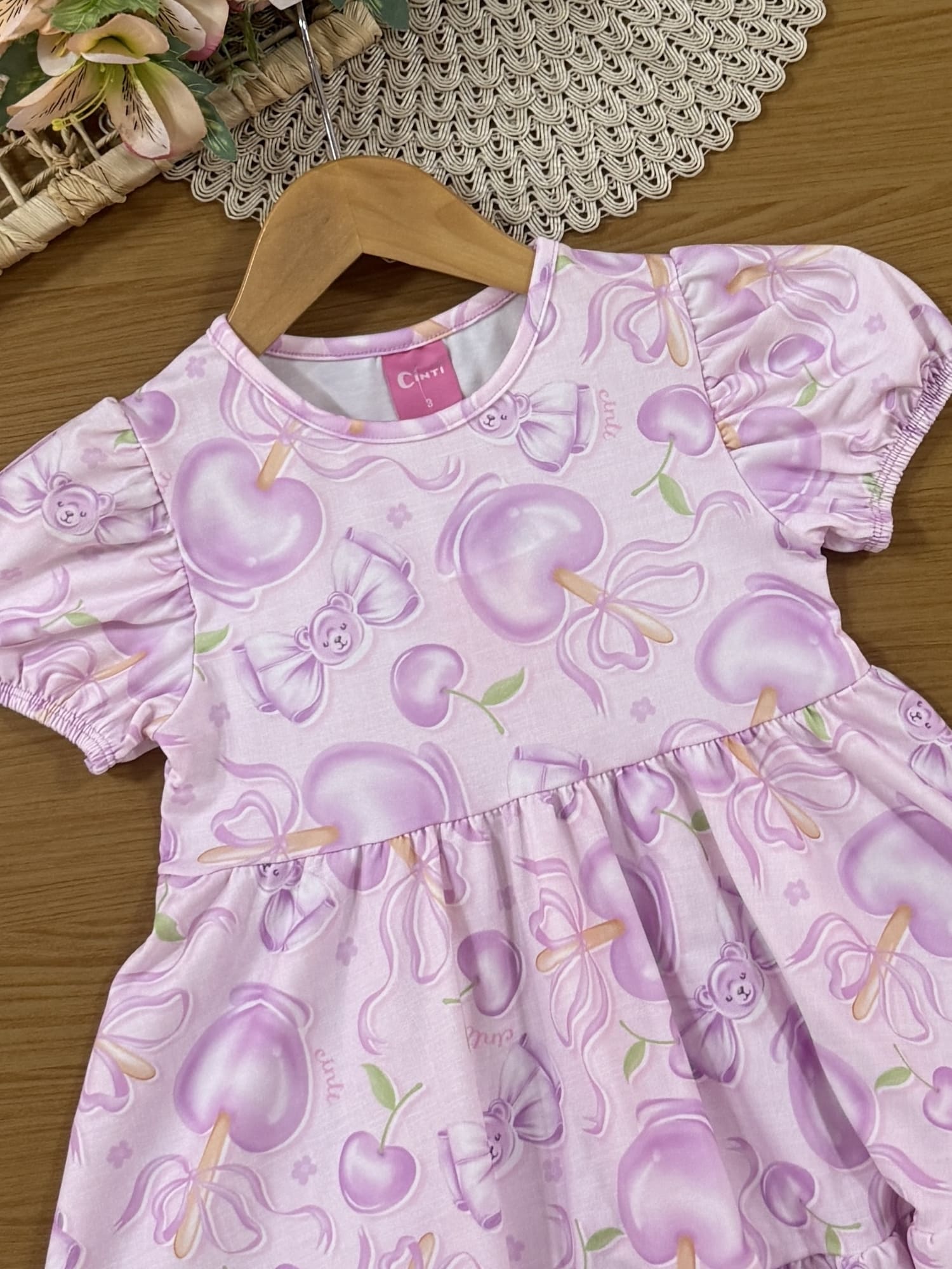 Vestido Infantil Cinti Verão Lilás Docinhos