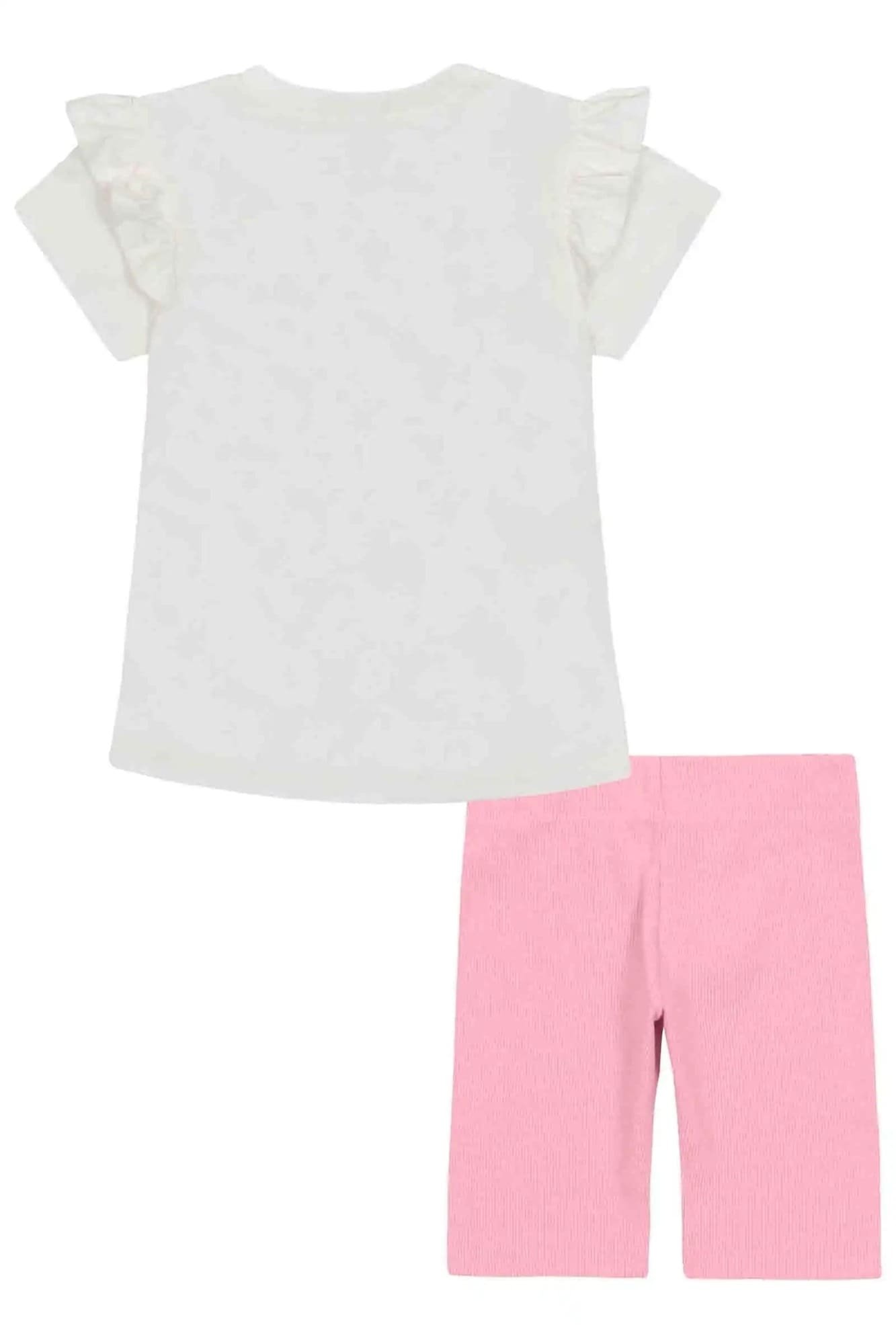 Conjunto Infantil Kukiê com Shorts Ciclista Rosa e Blusa Manga Curta Flamingo