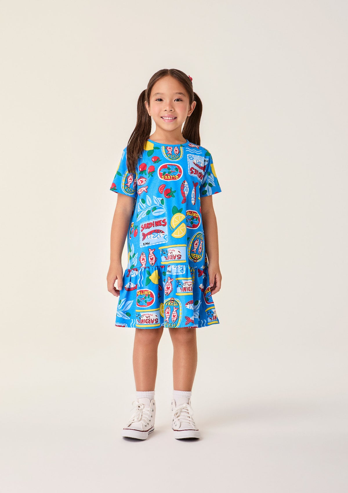 Vestido Infantil Bimbi Azul Sardinhas