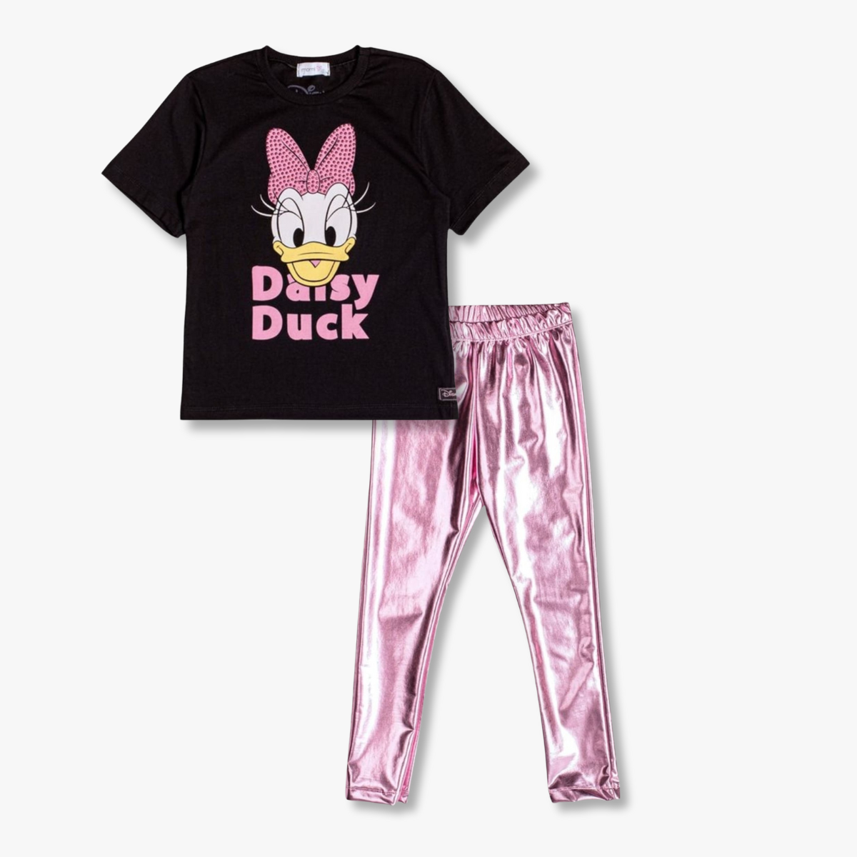 Conjunto Infantil Momi Inverno com Legging Rosa Metalizada e Blusa Daisy Disney