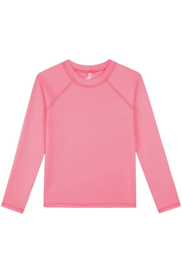Blusa Infantil Manga Longa com Proteção Solar Kukiê Verão Rosa Neon