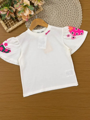 Blusa Infantil Menina Bimbi Branca Moranguinho