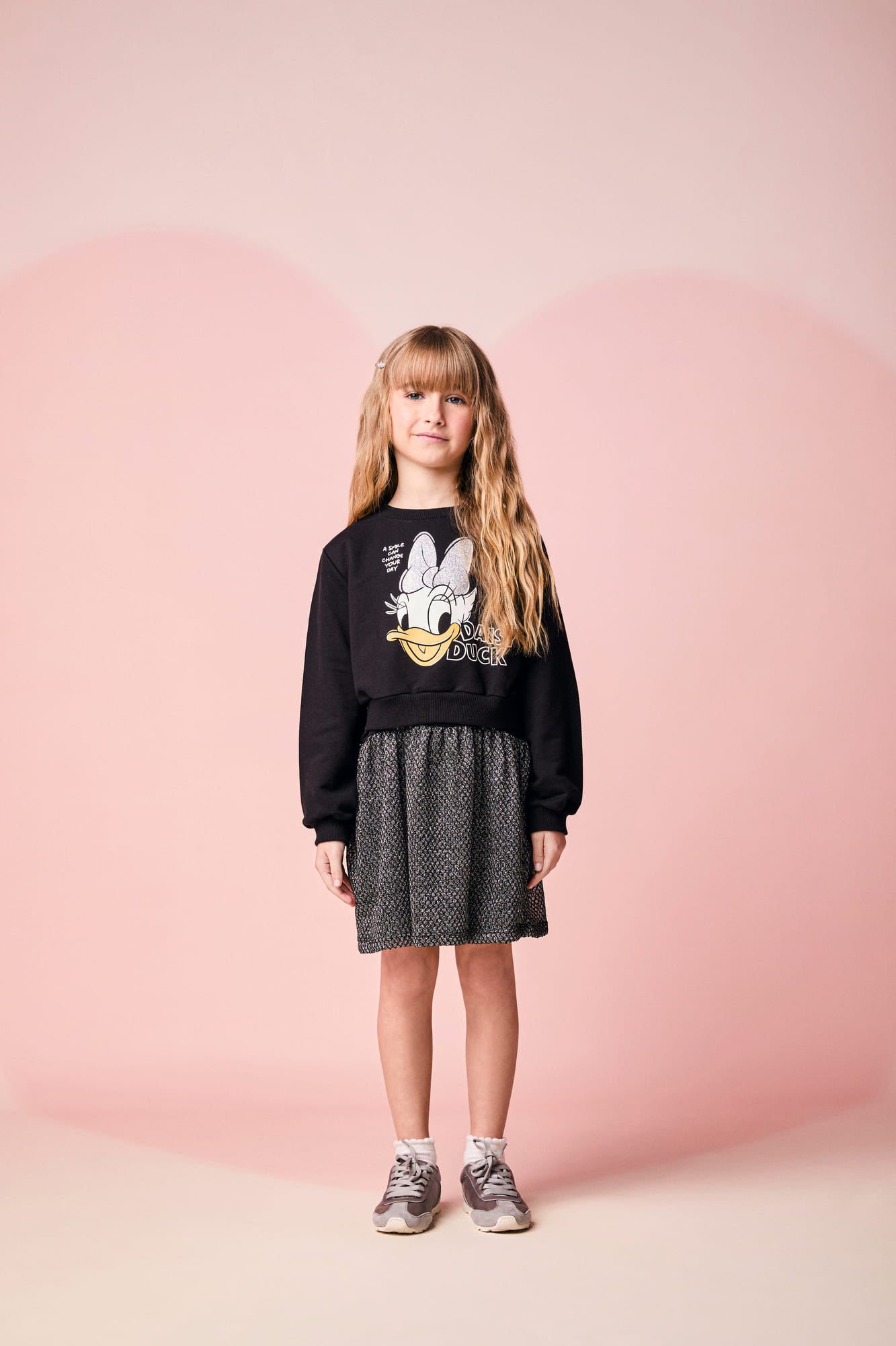 Vestido Infantil Momi Inverno com Casaco Preto Daisy Disney