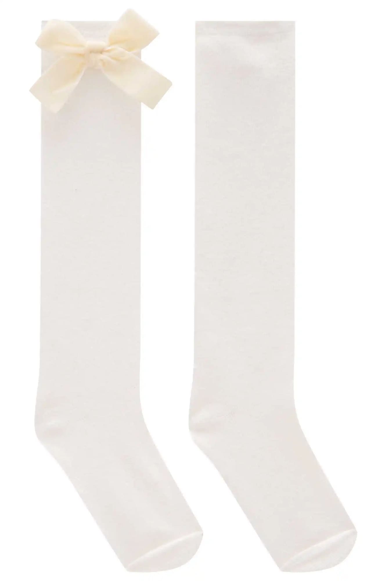 Meia Infantil 3/4 Kukie Inverno Off White Laço