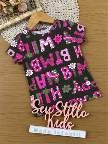Blusa Infantil Bimbi Inverno Manga Curta Verde Florzinha