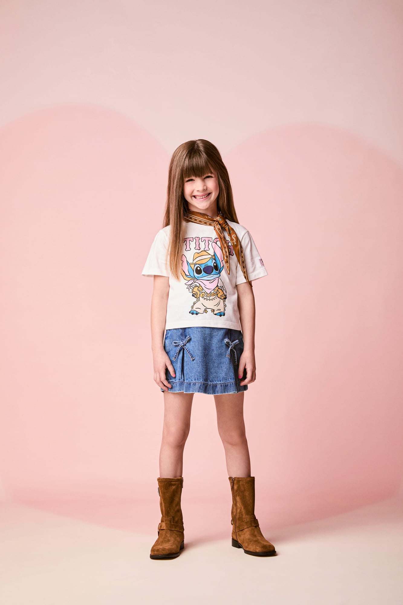 Blusa Infantil Momi Inverno Branca Stitch Cowboy Disney