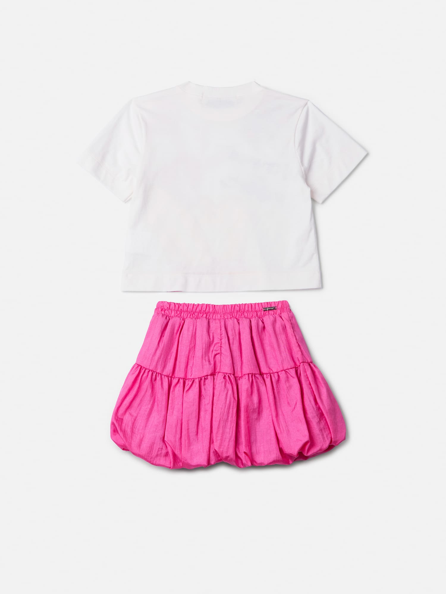 Conjunto Infantil Animê Verão Saia Balone Rosa e Blusa Branca Pooh e Leitão Disney