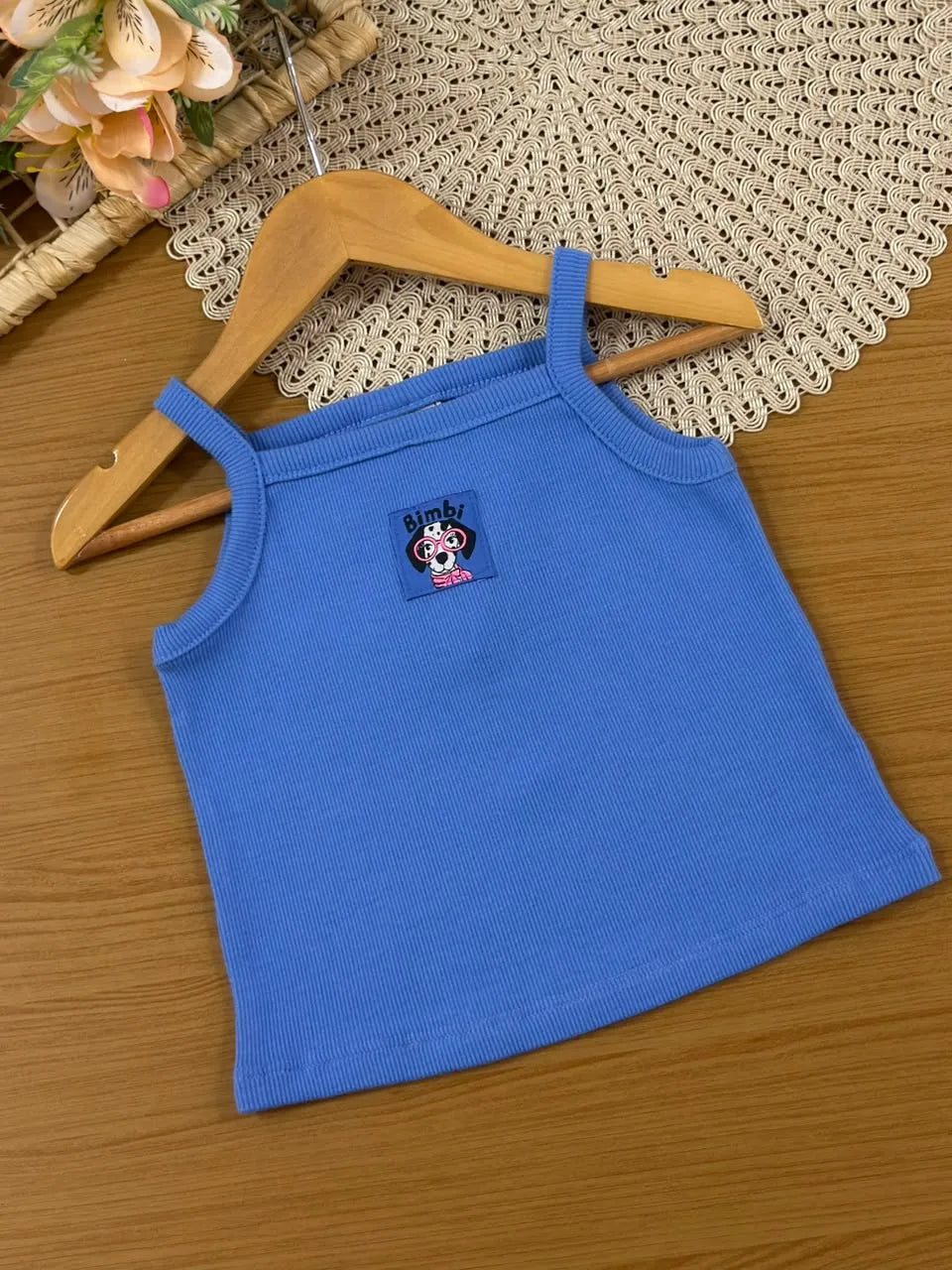 Conjunto Infantil Menina Bimbi Shorts e Blusa Azul Dog