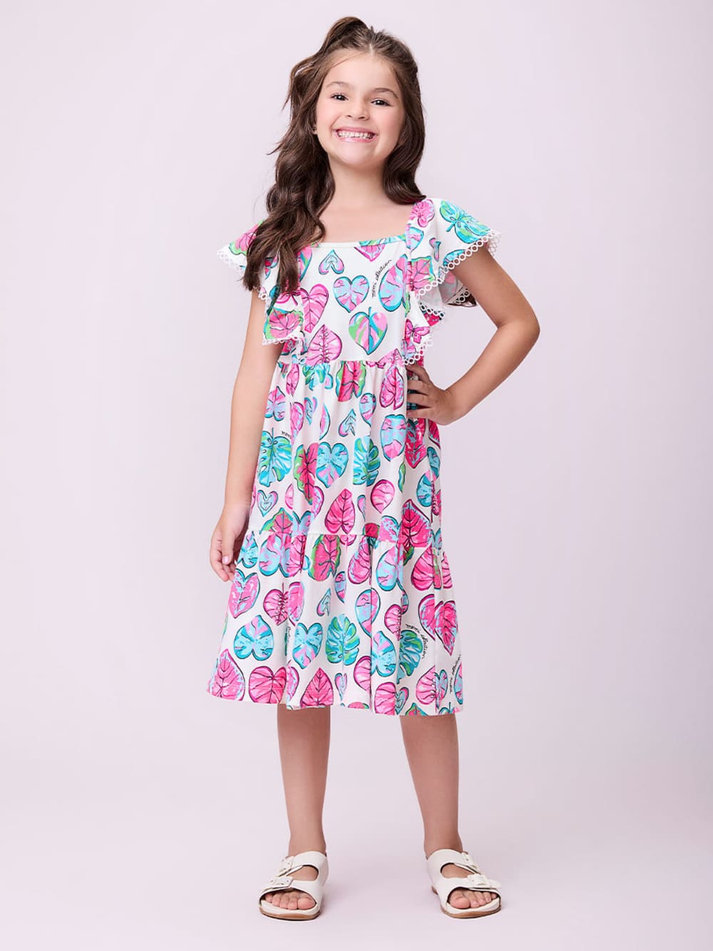 Vestido Infantil Momi Verão Folhas