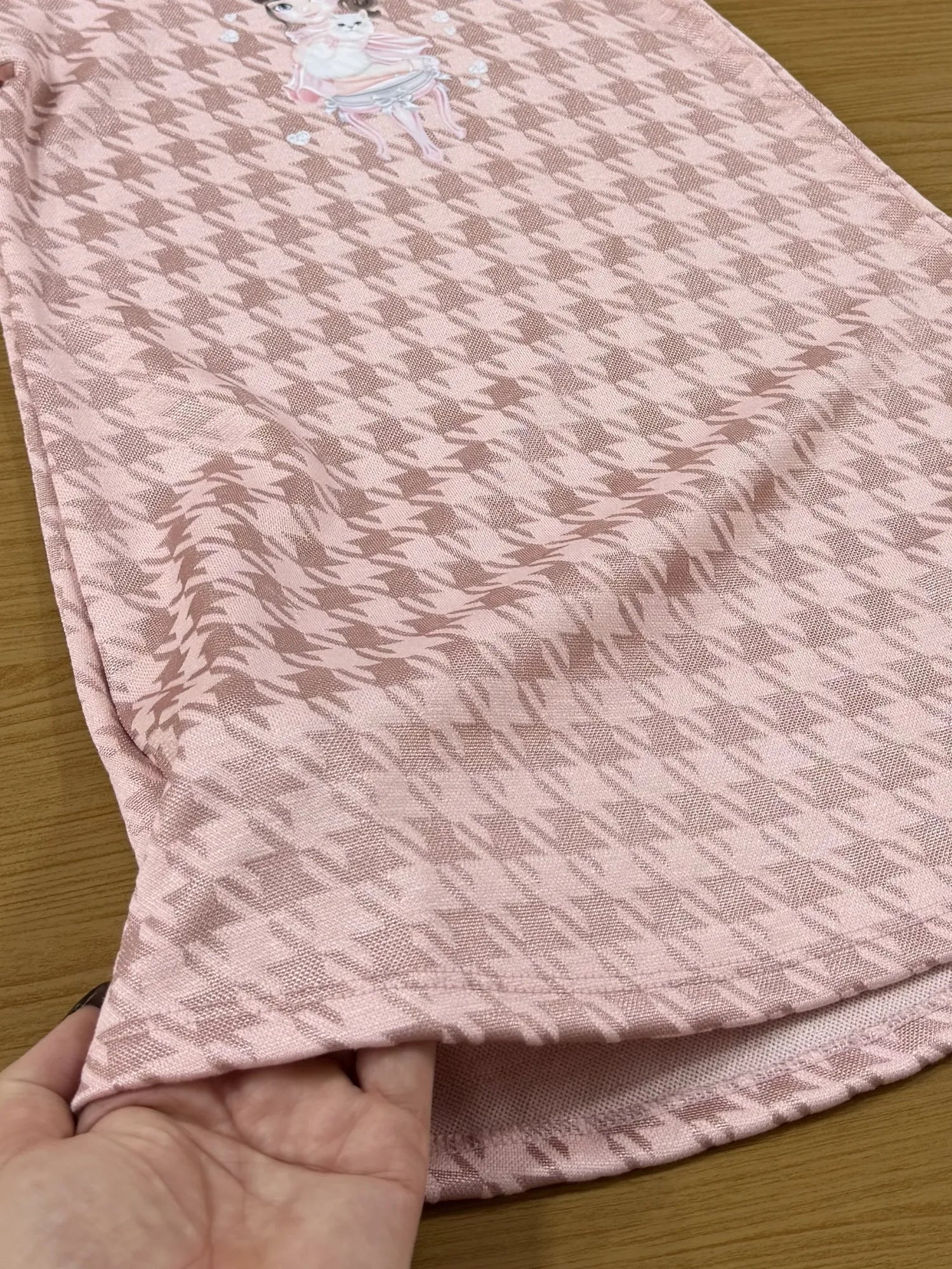 Vestido Infantil Kukie Pied-de-Poule Rosa
