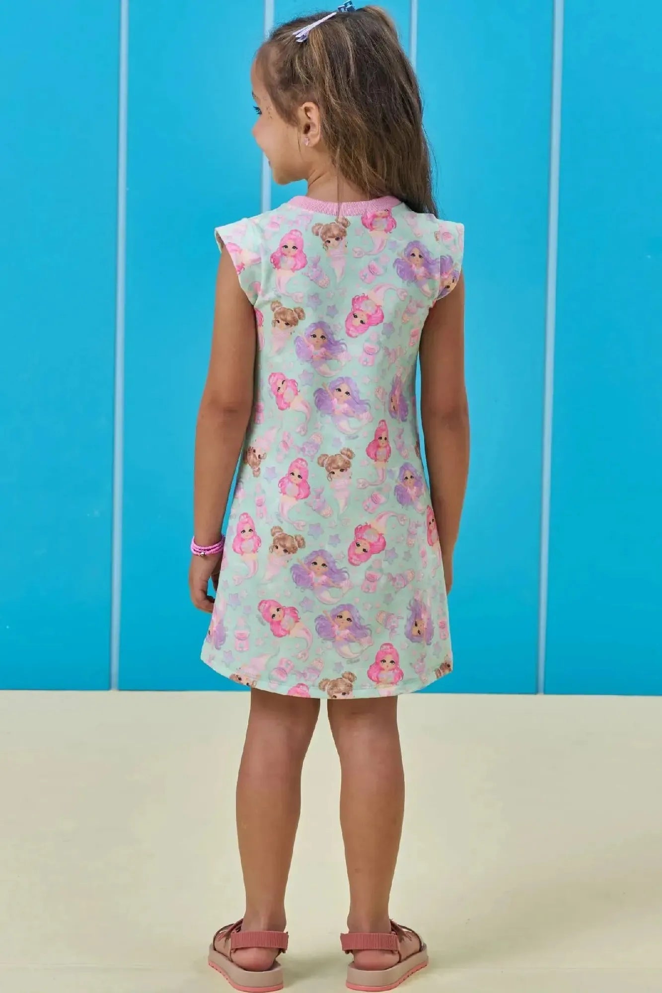 Vestido Infantil Kukiê Verde Sereias
