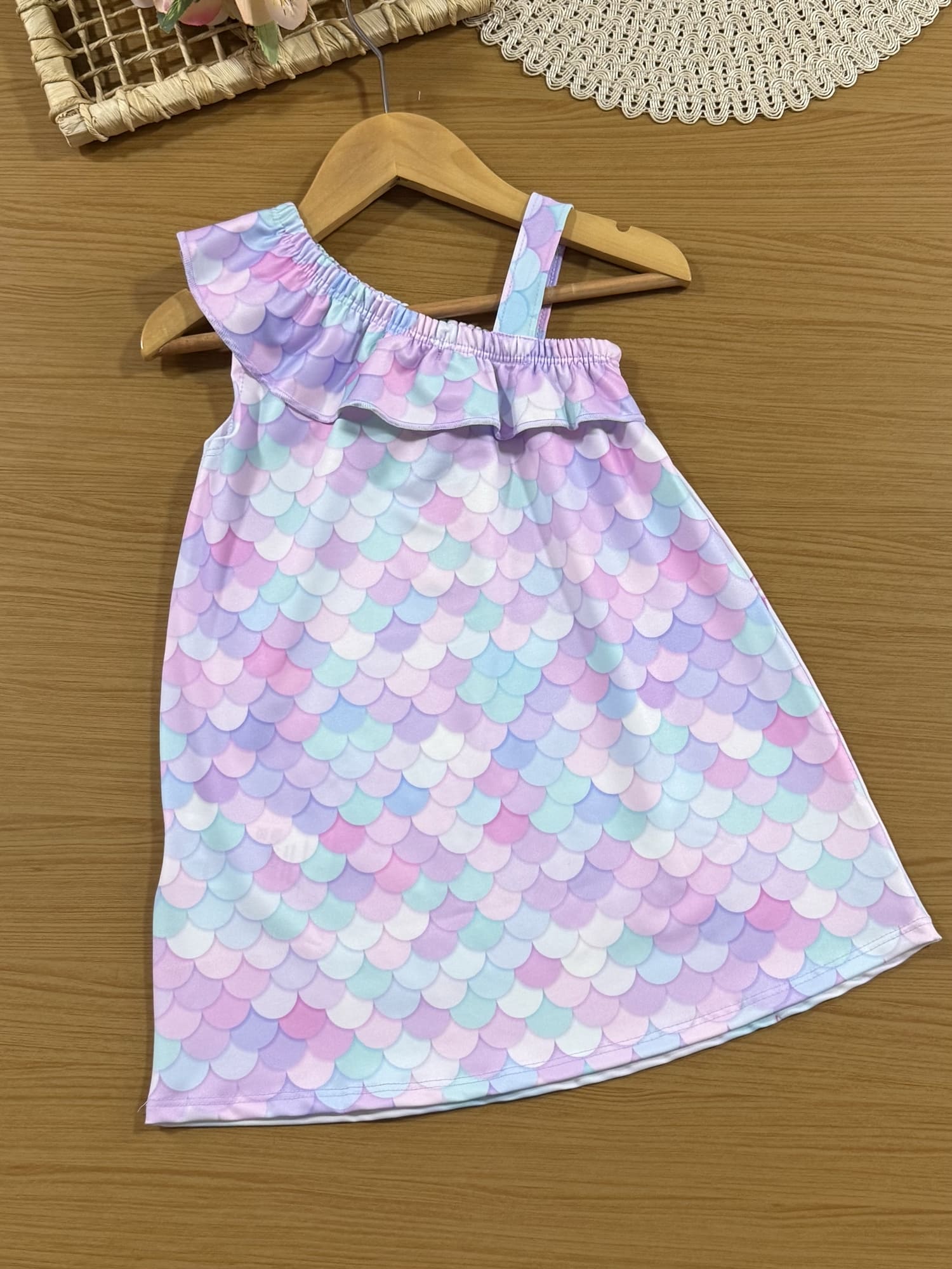 Vestido Infantil Cinti Verão Colorido Sereia com Strass