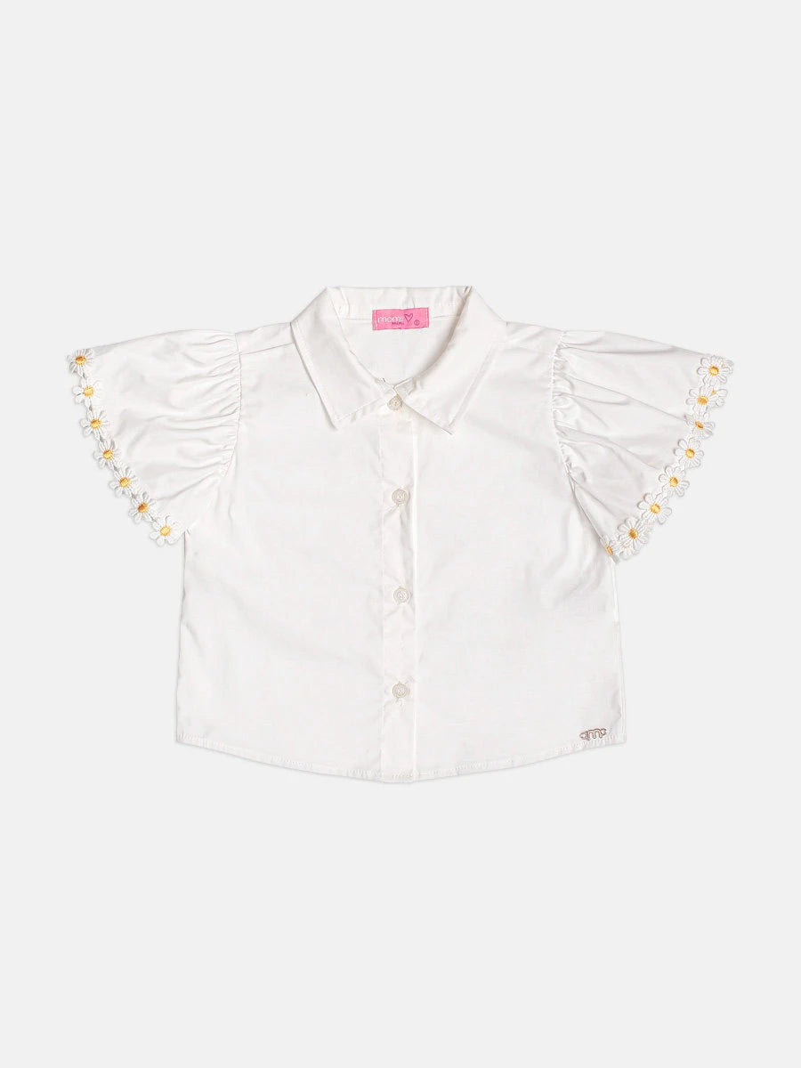 Camisa Infantil Menina Momi Off White Floral