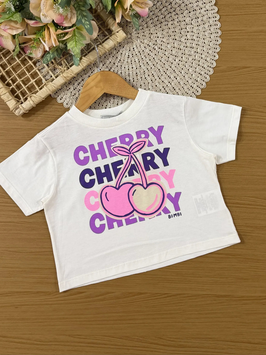 Conjunto Infantil Bimbi Inverno com Shorts Saia e Blusa Manga Curta Cherry