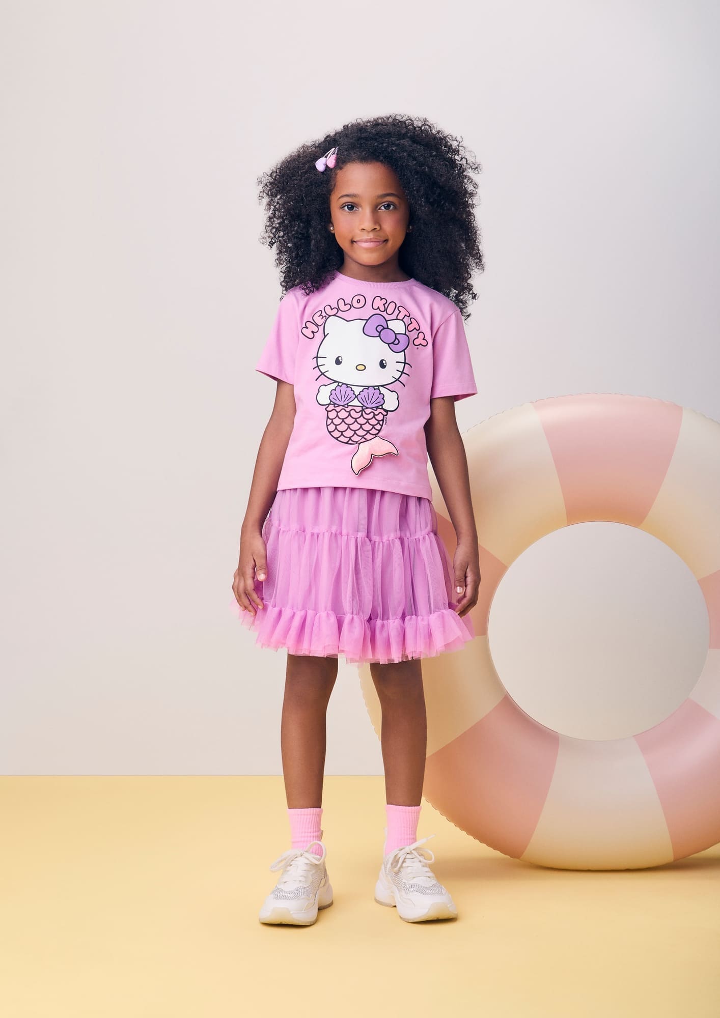 Blusa Infantil Momi Verão Roxa Hello Kitty Sereia