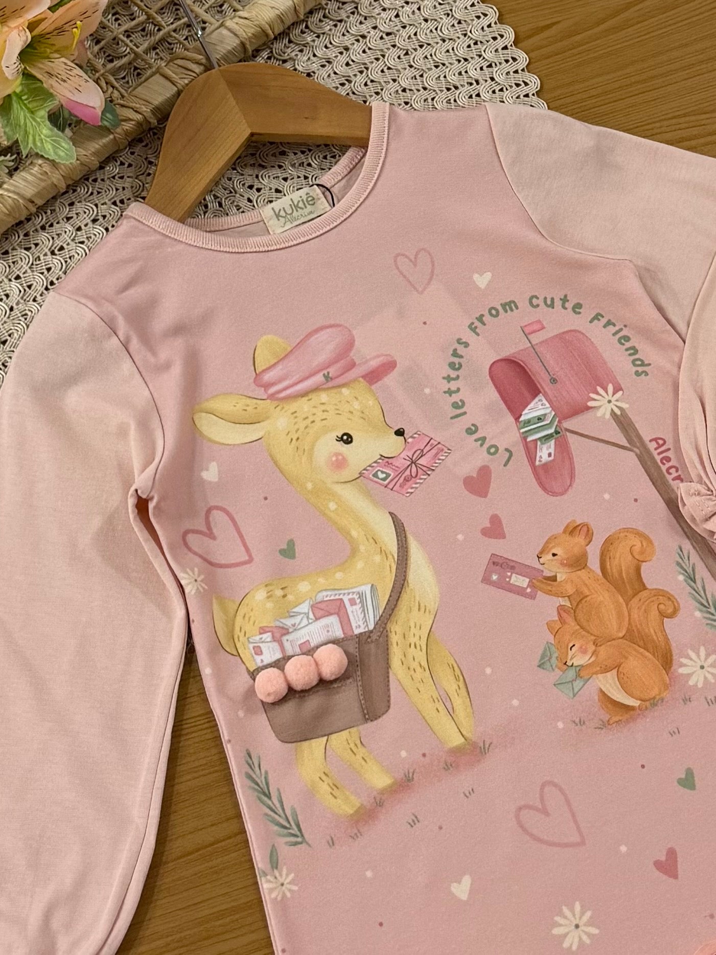 Vestido Infantil Kukiê Inverno Rosa Claro Cartinhas de Amor