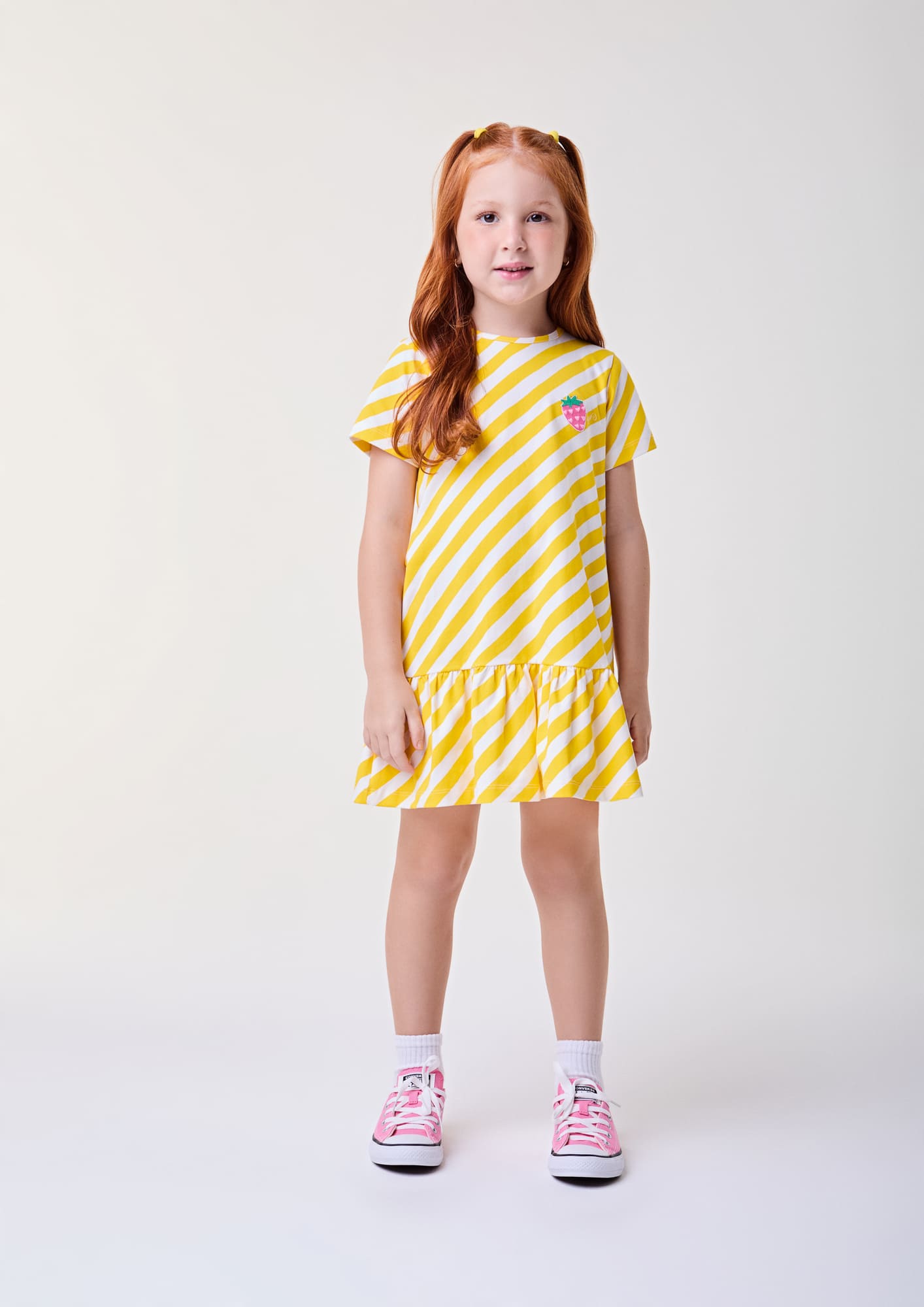 Vestido Infantil Bimbi Verão Amarelo Listrado