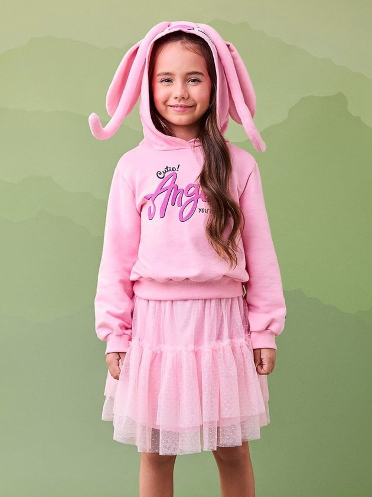 Moletom Infantil Momi Inverno sem Flanela Rosa Angel Disney