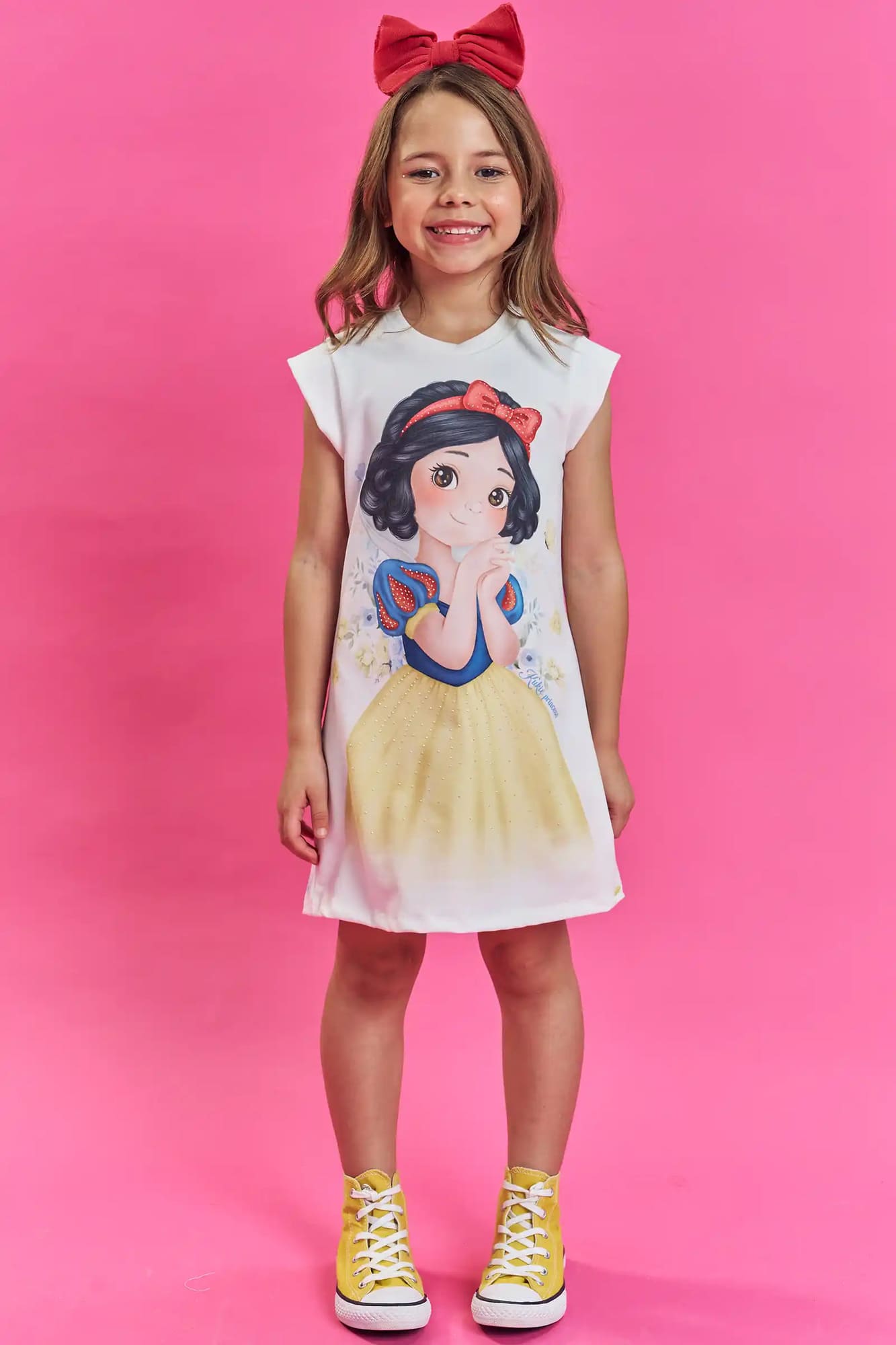 Vestido Infantil Kukiê Verão Princesa Branca de Neve