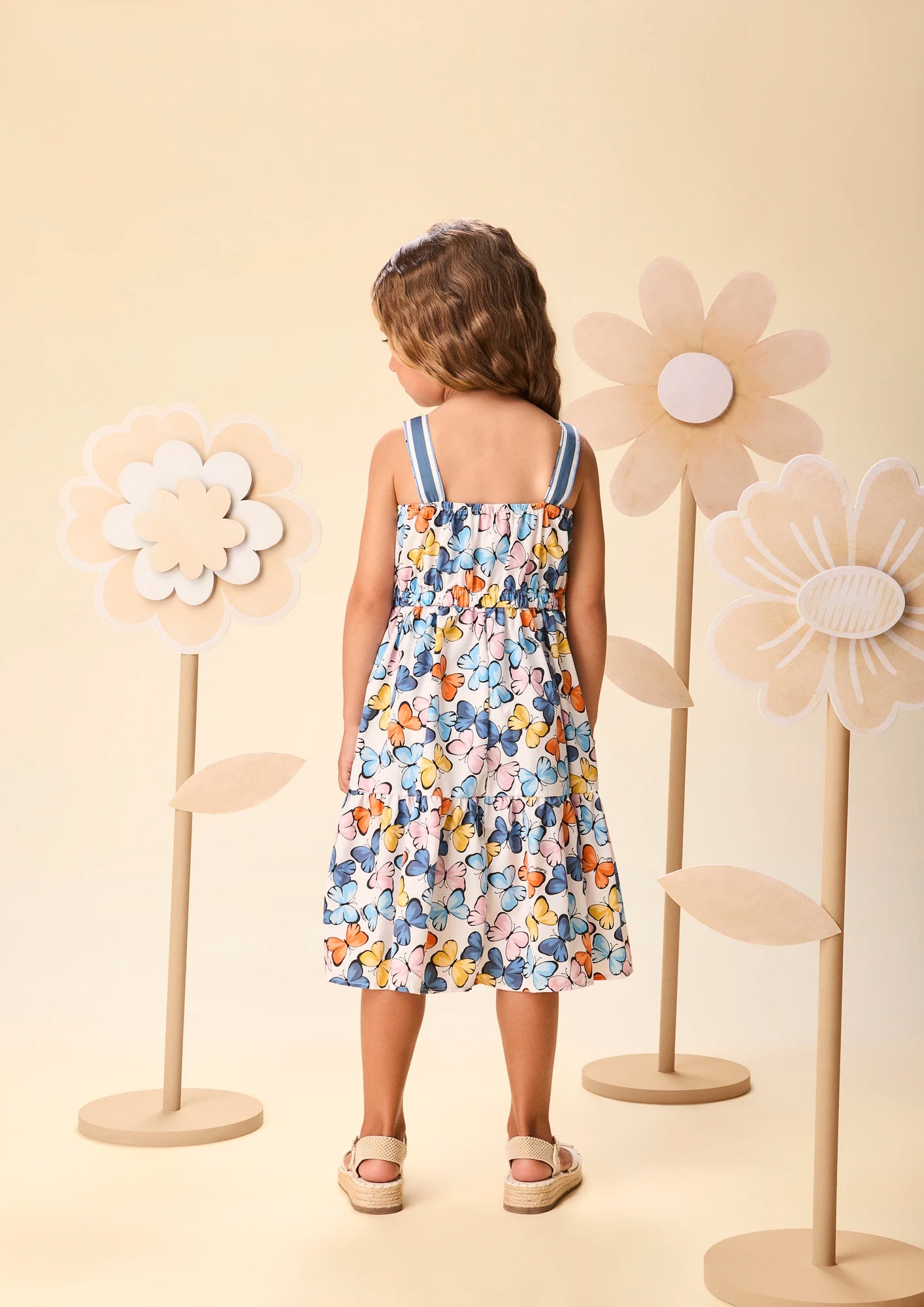 Vestido Infantil Momi Branco Borboletas