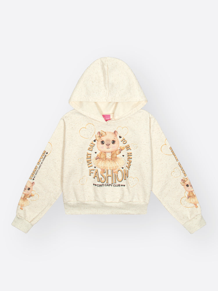Conjunto Infantil Cinti Inverno com Calça e Moletom Flanelado Off White Capivara Fashion
