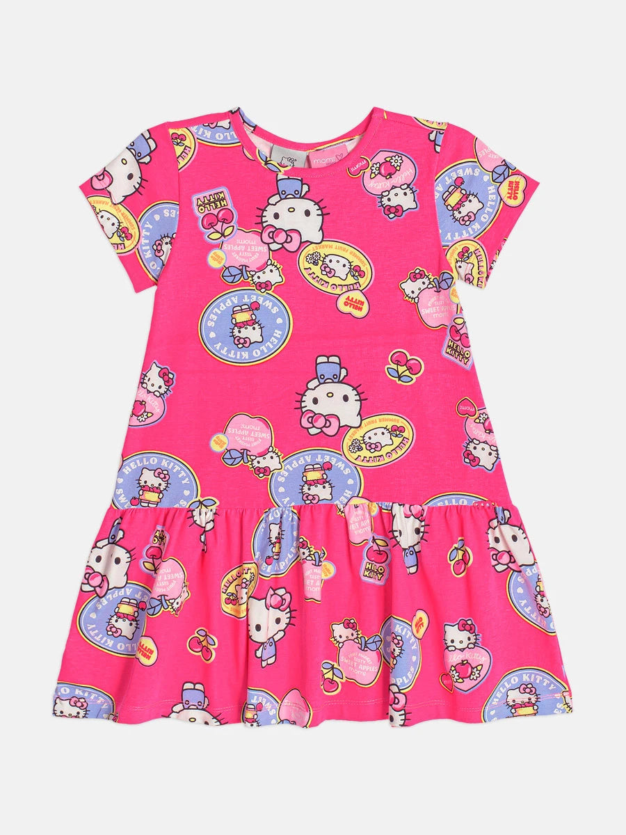 Vestido Infantil Momi Rosa Etiquetas Hello Kitty