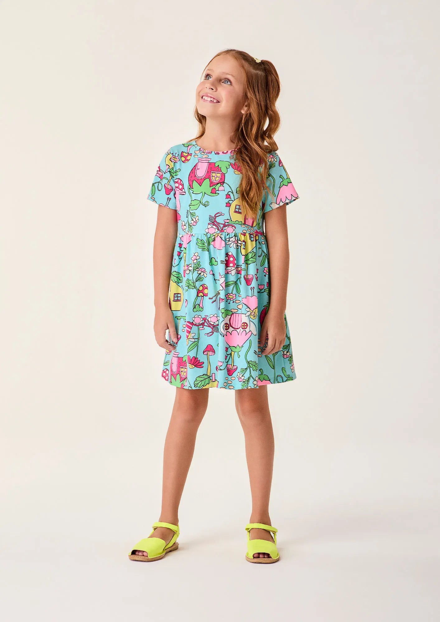 Vestido Infantil Bimbi Azul Jardim das Fadas