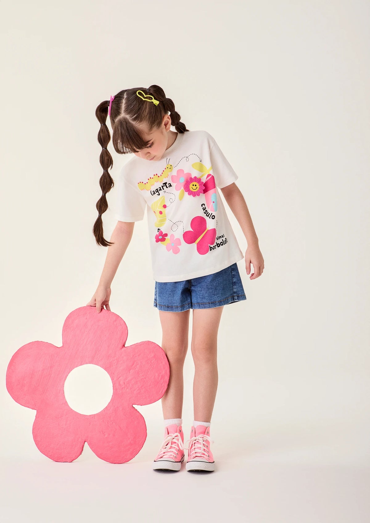 Blusa Infantil Menina Bimbi Branca Borboletinha Floral
