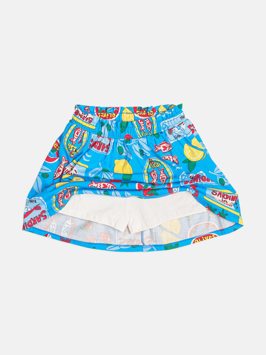 Conjunto Infantil Menina Bimbi com Saia e Blusa Azul Sardinha