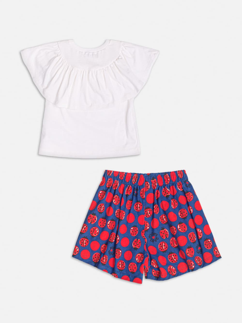 Conjunto Infantil Momi Verão Shorts Azul Joaninha e Blusa