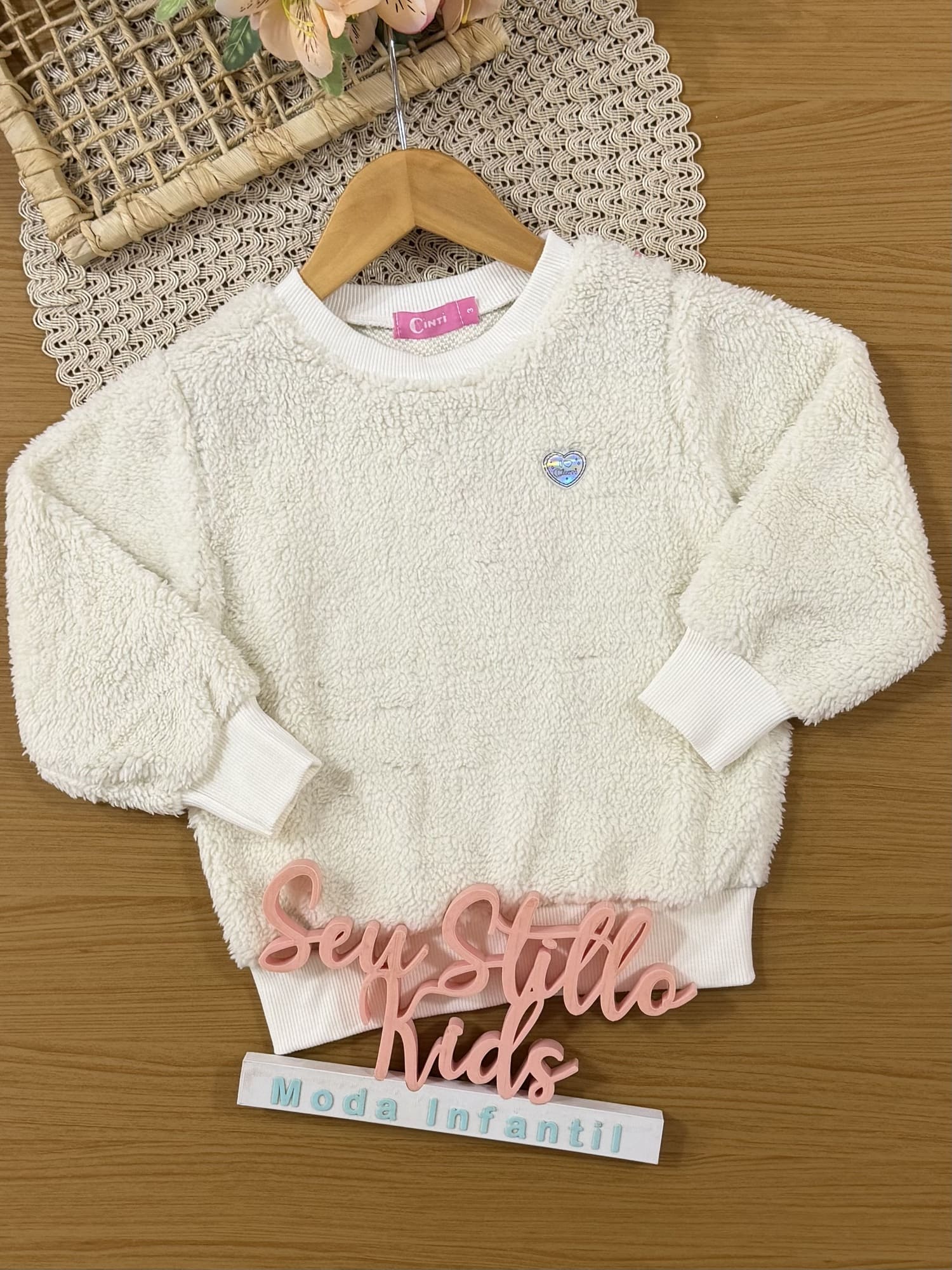 Casaco Infantil Cinti Inverno Off White Peluciado