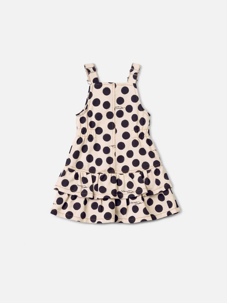 Salopete Infantil Menina Animê Bege Poá