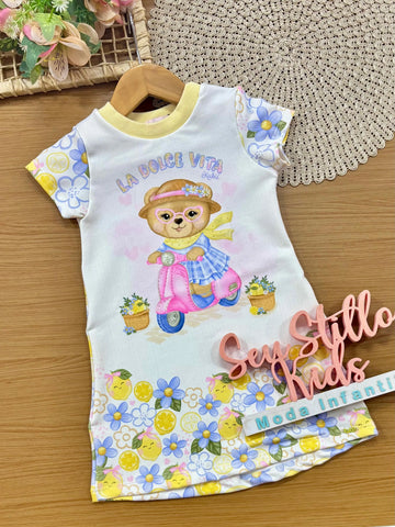 Vestido Infantil Kukiê Colorido Ursinho La Dolce Vita