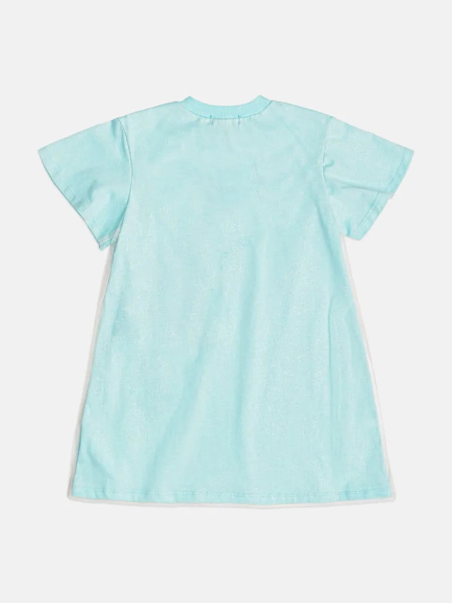 Vestido Infantil Bimbi com Sobreposição em Tule Azul Fadinha